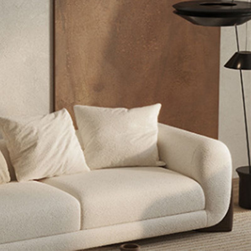 Contemporary White Wool Sofa Tuxedo Arm Cushions Sofa with Pillows