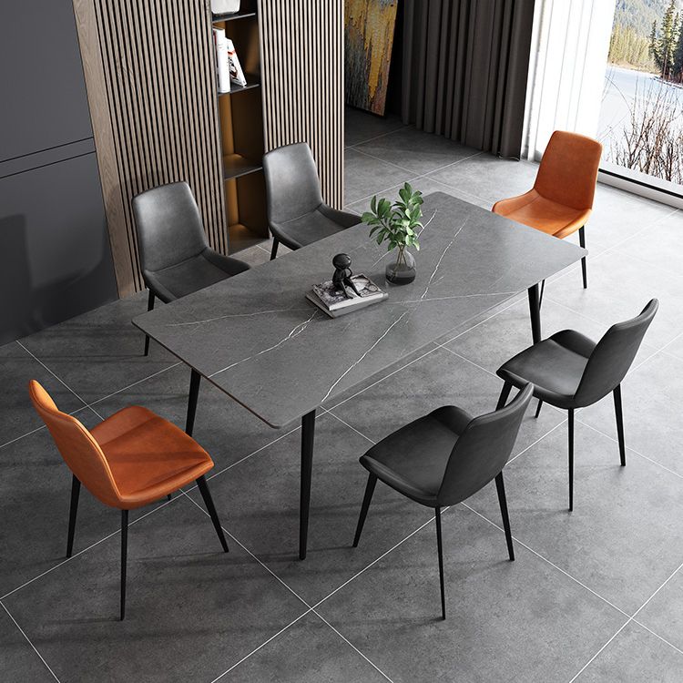 Stone Top Table 4 Legs Rectangle Dining Table for Home Kitchen Dinner