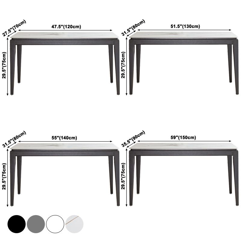 Moderne stijl thuis gesinterde stenen eettafel rechthoekige vormtafel met 4 potenbasis