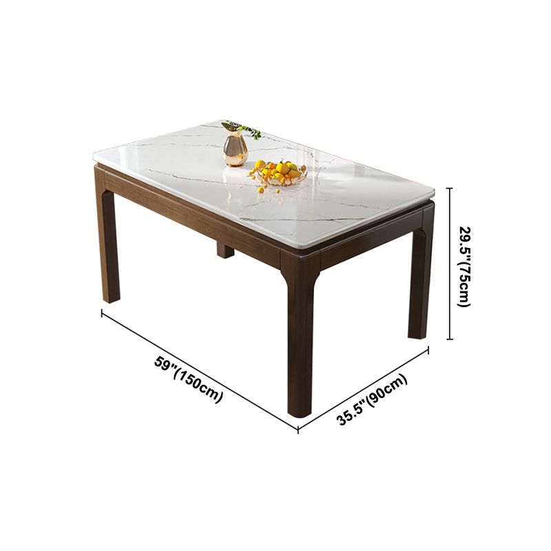 Mesa de comedor de mármol estilo mediados de siglo, mesa rectangular con base de 4 patas para el hogar