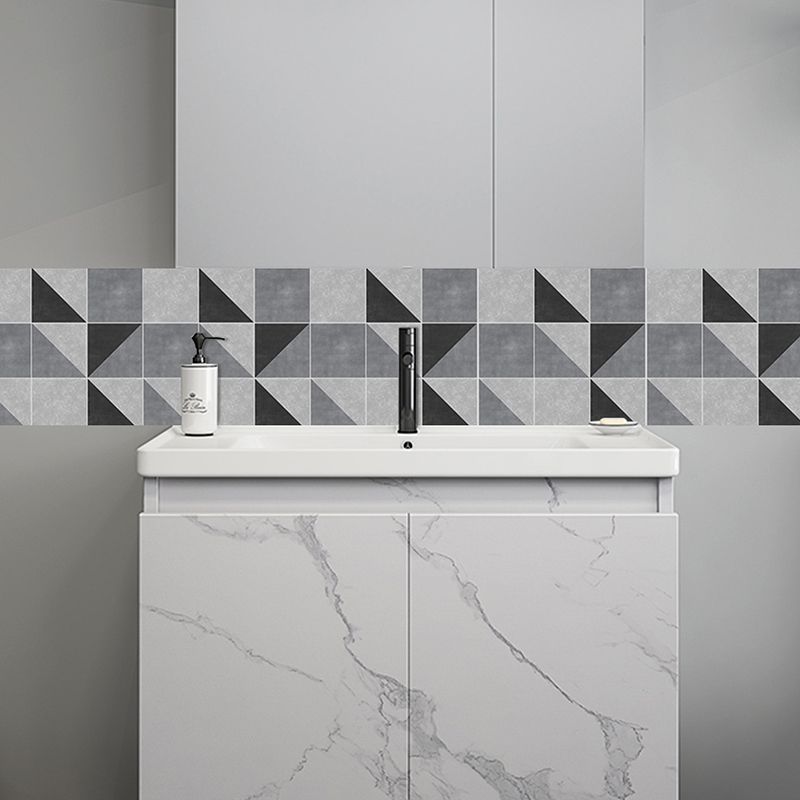 Black-Grey Geometrical Wallpaper Panel Peel and Stick Modern Bathroom Wall Covering