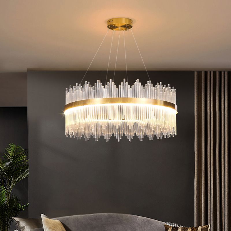 Luz de colgante LED de cristal de lámpara de lámpara de estilo contemporáneo para sala de estar