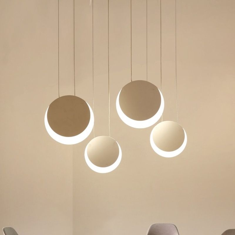 Colgante múltiple en forma de luna metal nórdico 3/4/5 luces blanca clúster luz de colgante en luz cálida/blanca