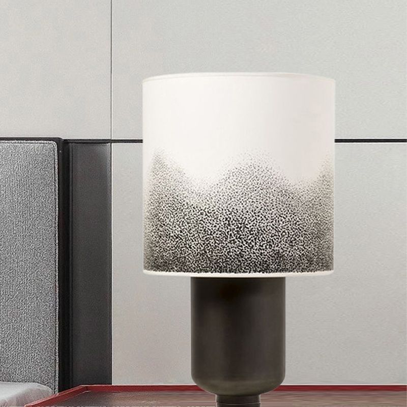 Tissu baril Table Light Contemporary 1 Bulbe Black Task Lighting avec base métallique