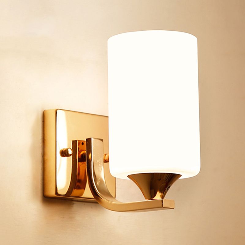 Metal Cylinder Shape Wall Light Nordic Style Wall Sconce with Glass for Living Room