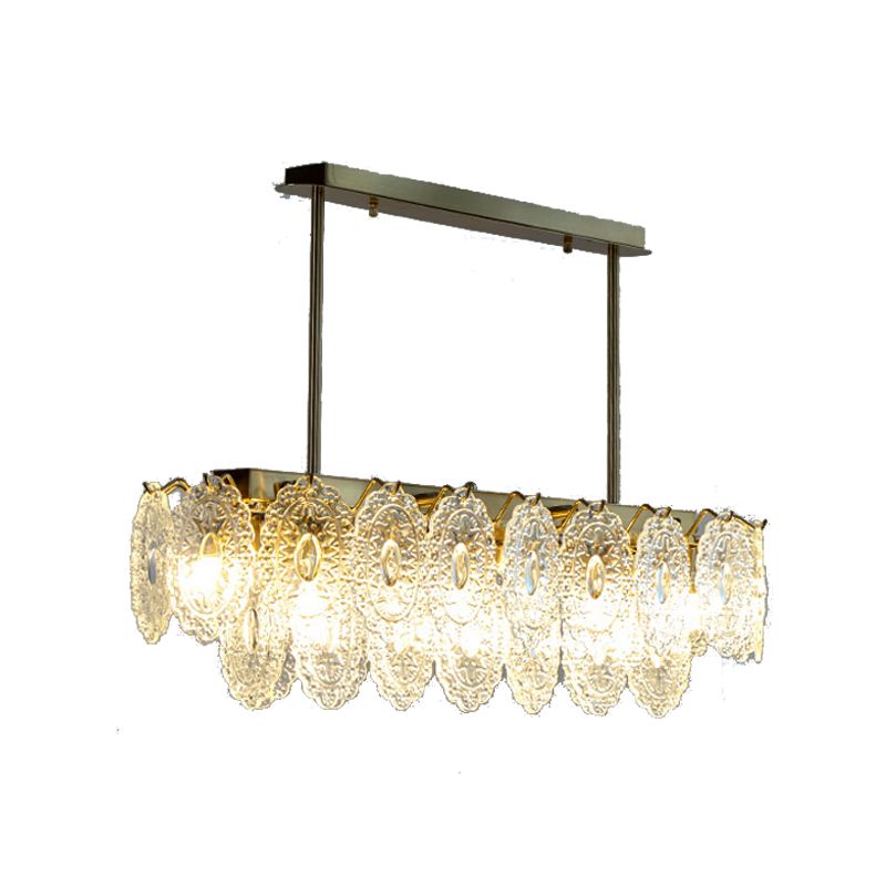 Metal Linear Island Pendant Lights Modern Style Glass Pendant Lighting for Kitchen Island