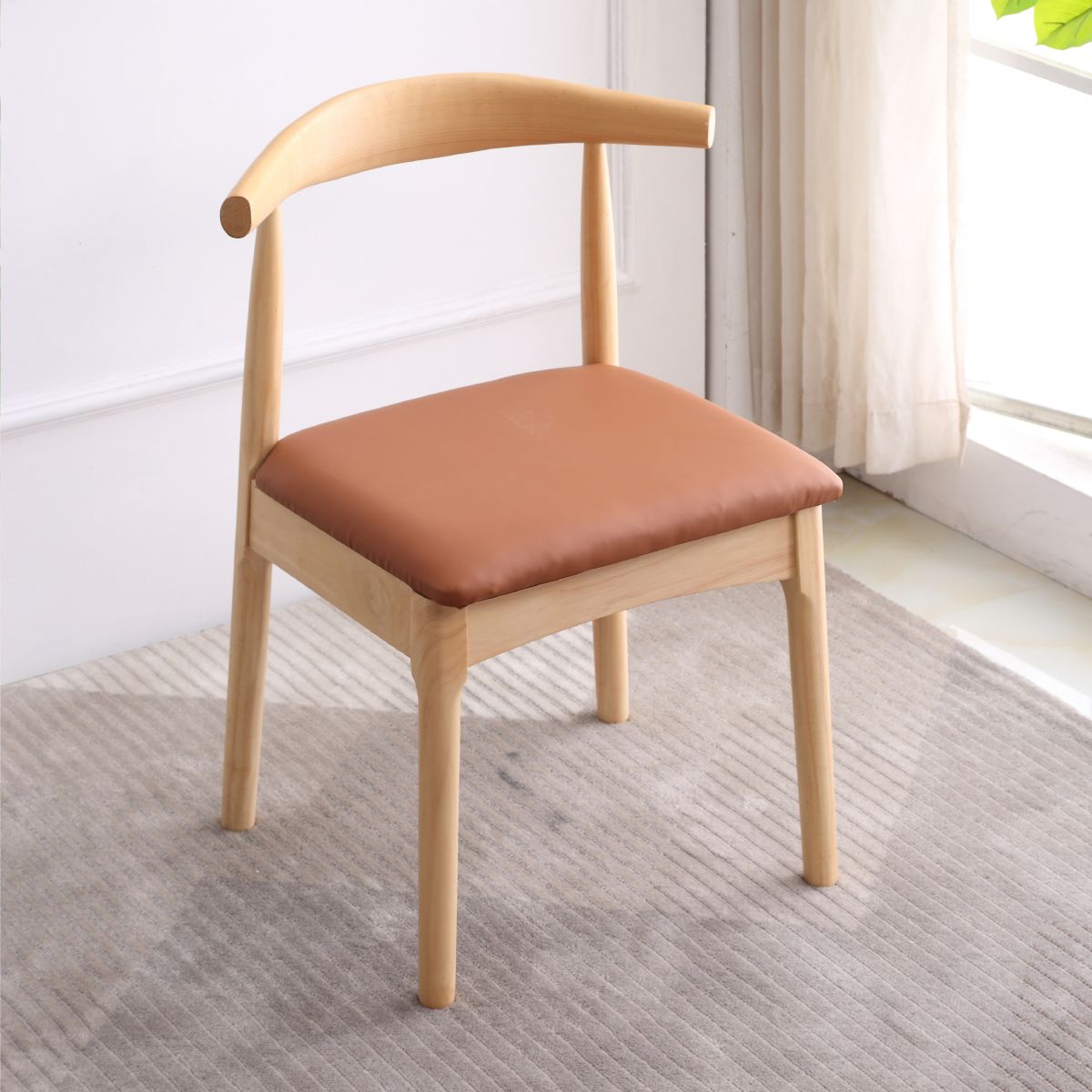 Indoor Scandinavian Side Chair Open Back Upholstered Wood Dining Room Chair