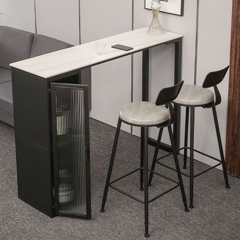 Modern Bistro Bar Table Sintered Stone Bar Table with Storage