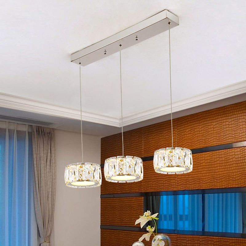 Ronde eetkamer plafondlamp afgeschuinde gesneden K9 kristal minimalistische LED multi hanger in Clear