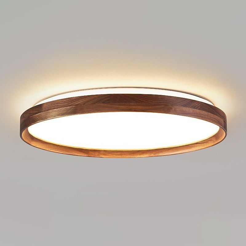 Modern Geometric Ceiling Light Brown LED Flush Mount Light with Wood for Bedroom