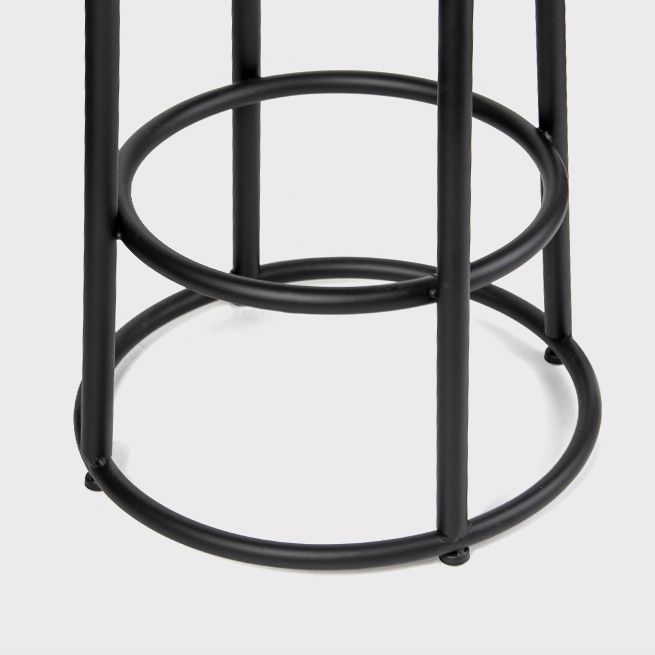 Industrial Round Bar Stools Solid Wood Black Footrest Counter Stool for Shop