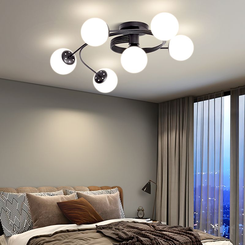 Lámpara de techo de montaje de montura de vidrio simplicidad redonda de semi rascilla luz de techo