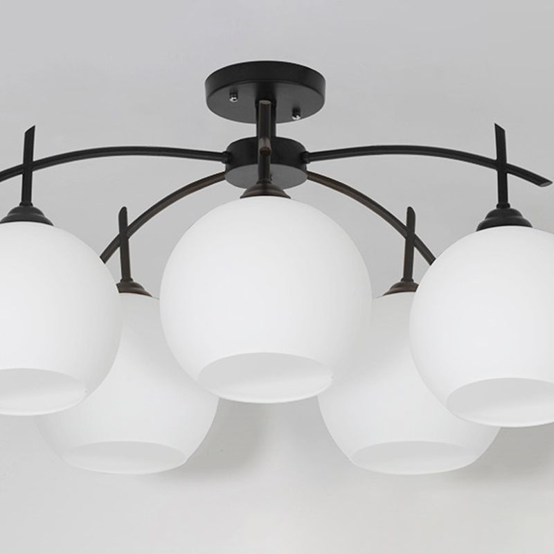 Glass Black Semi Flush Mount Chandelier Global Minimalist Ceiling Mount Chandelier
