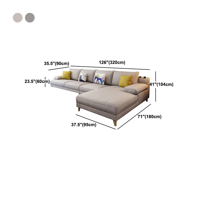 Linen Slipcovered Sectional Flared Arm Sectional with Storage