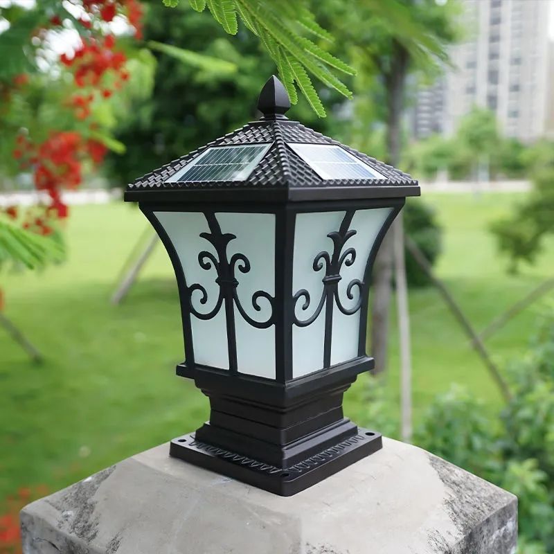 Modern Outdoor Lamp Minimalist Solar Lamp with Acrylic Shade for Backyard