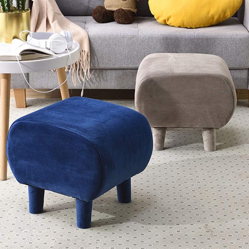 Modern Stain Resistant Standard Oval Dark Blue Velvet Indoor Pouf