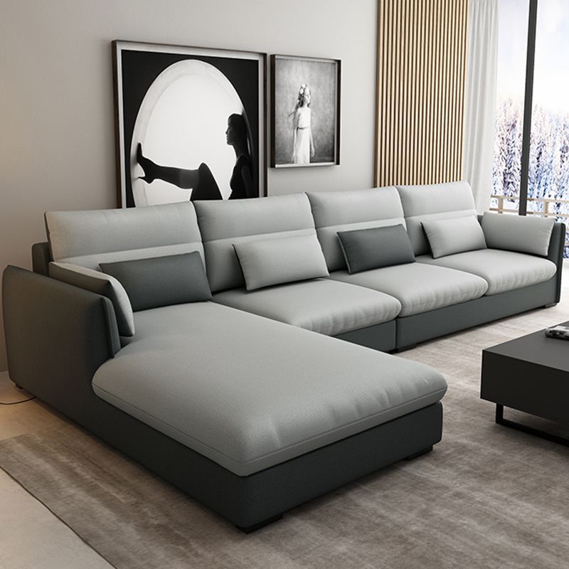 L-Shape 4-Seater Pillow Top Arm Removable Cushions Sectionals Sofas