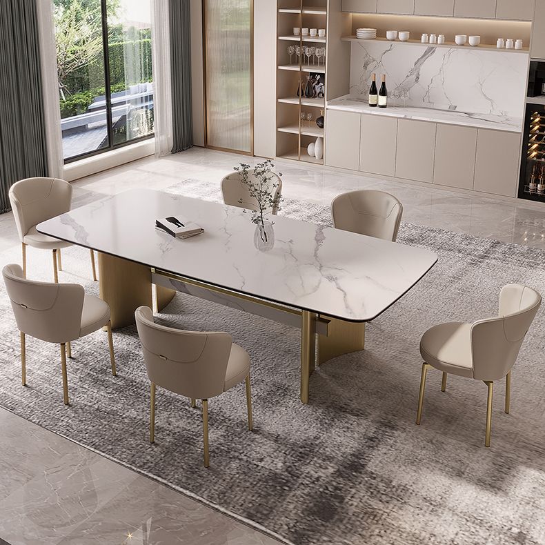 Nordic Glam Style Sintered Stone Rectangle Table Set 1/4/5/7 Pieces Dining Set for Home