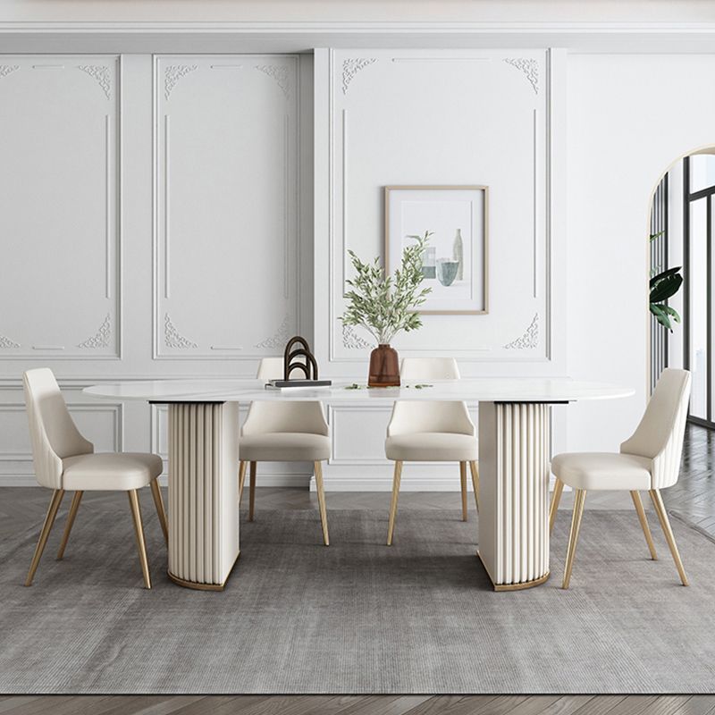 Glam Style Oval Sintered Stone Dining Set 1/4/5/7 Pieces Dining Set for Dining Areas