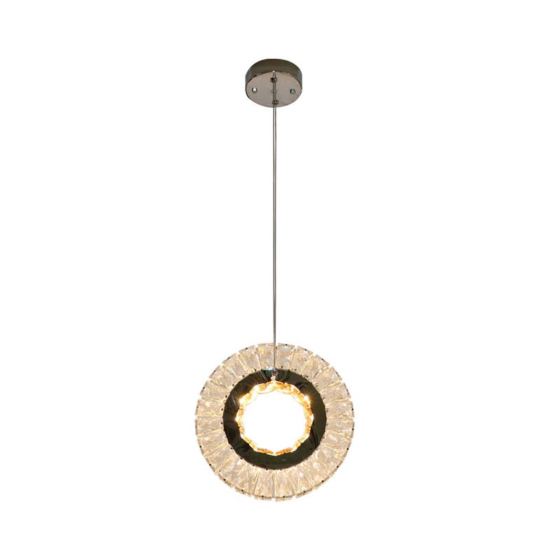 Blocchi di cristallo trasparente ad anello Swag Light Light Contemporary LED Cedhamber Suspension Lampa