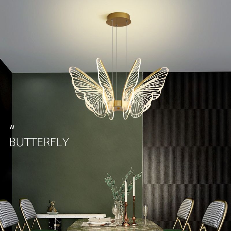 Modern Style Butterfly Ceiling Suspension Lamp Multi Lights Acrylic Hanging Lamp