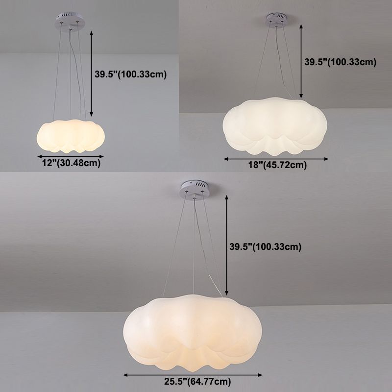 White Hanging Lamp Minimalist Style Plastic Chandelier Pendant Light Fixture