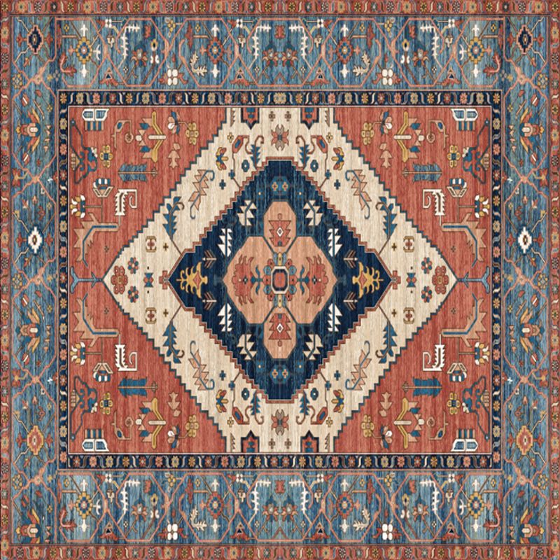 Shabby Chic Floral Area Rug Multi-Color Persian Carpet Polypropylene Anti-Slip Backing Washable Pet Friendly Rug for Foyer