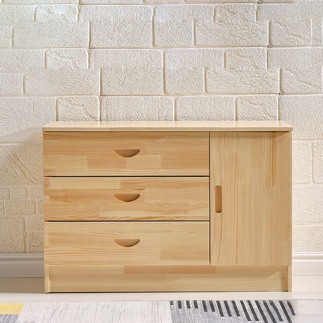 Scandinavian Style TV Stand Pine Wood Open Enclosed Storage TV Console
