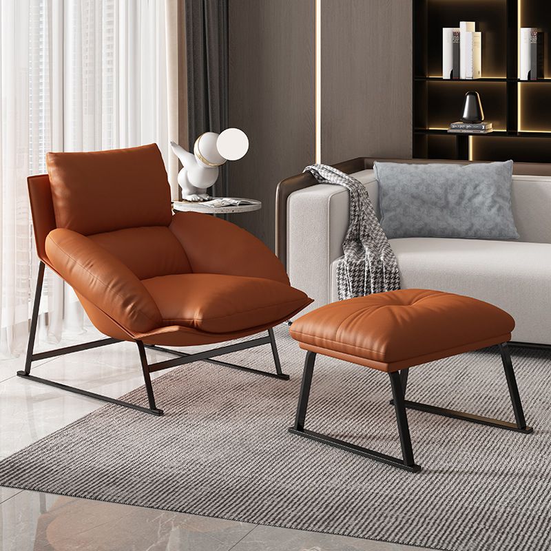 Genuine Leather Accent Chair Arms Included Accent Room Chair with Ottoman, 39.37" Wide