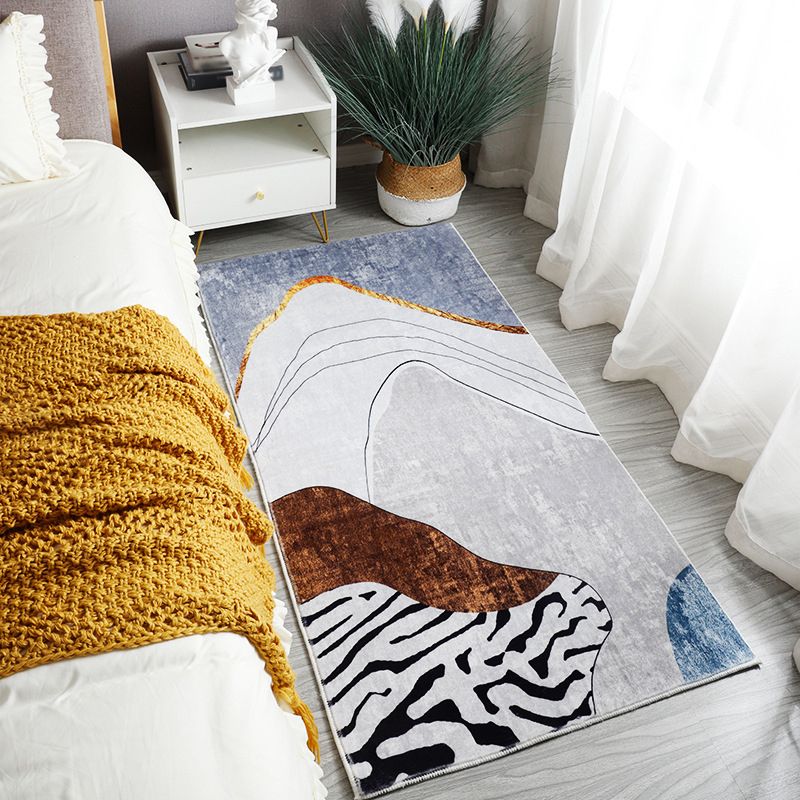 Contemporary Simple Bedroom Rug Irregular Color Block Carpet Creative Polyester Area Rug for Bedroom