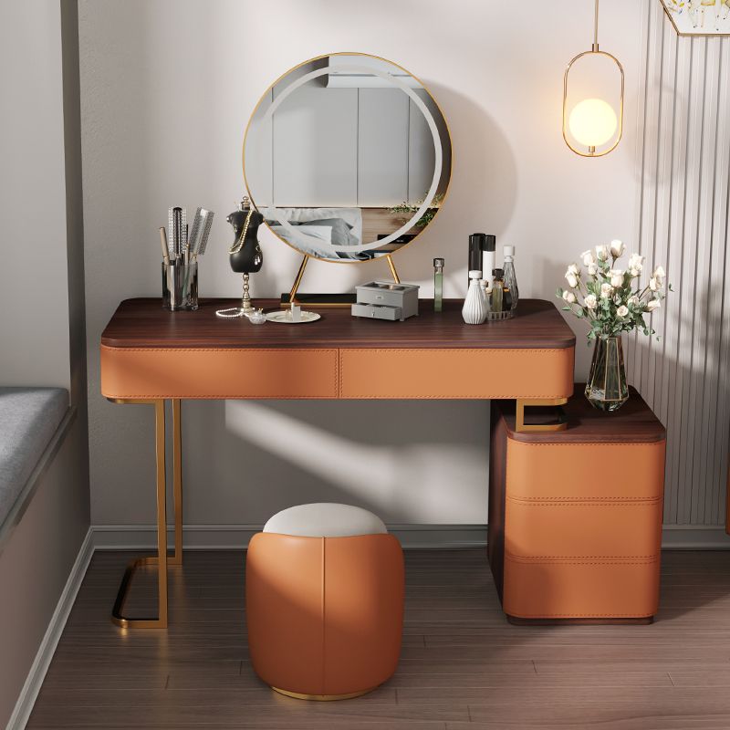 Glam 17.72" Wide Wooden Makeup Vanity with 5 Drawers for Bedroom