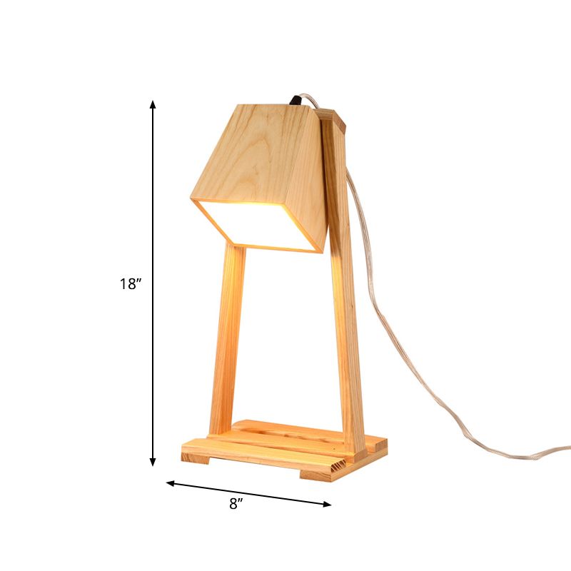 Hölzernes Trapeznachtlicht Nordic 1 Head Tischbeleuchtung mit Lagerregal in Beige