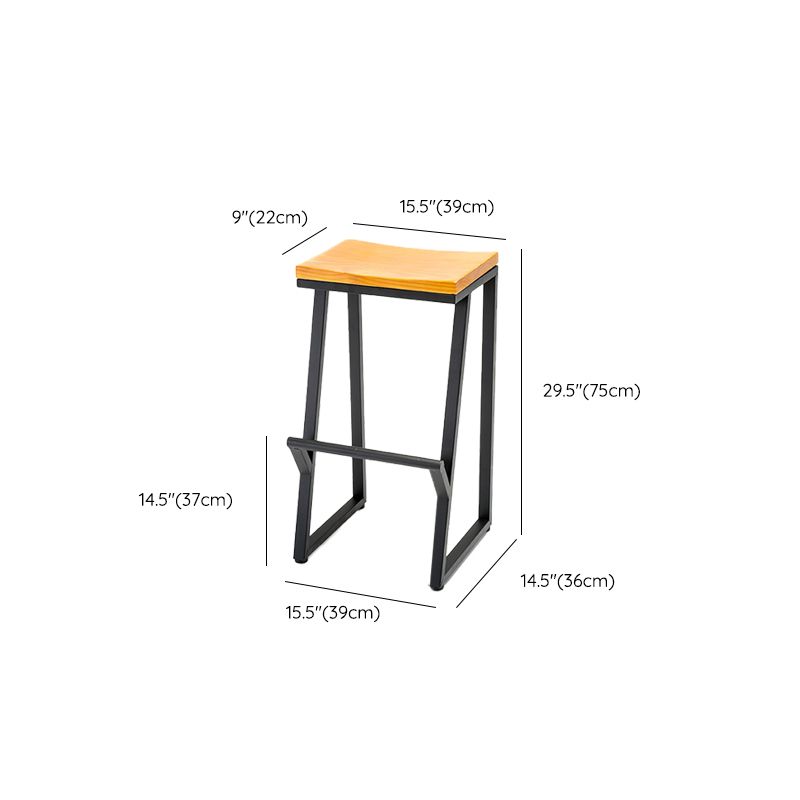 Modern Armless Counter Stool Iron Cafe Bar Stool with Seat and Pedal