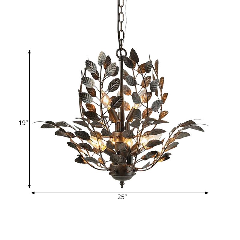 Metal Rust Chandelier Light Branching 8 Lights Farmhouse Ceiling Lighting Fixture