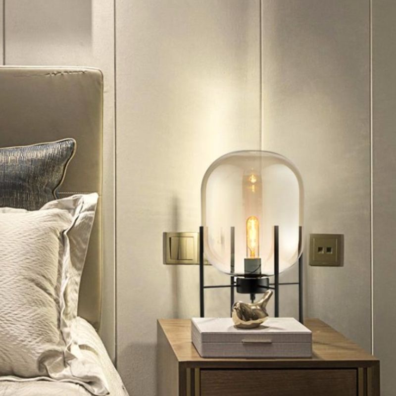 Geometric Shape Glass Table Lamp Modern Style 1 Light Table Lamp Fixtures