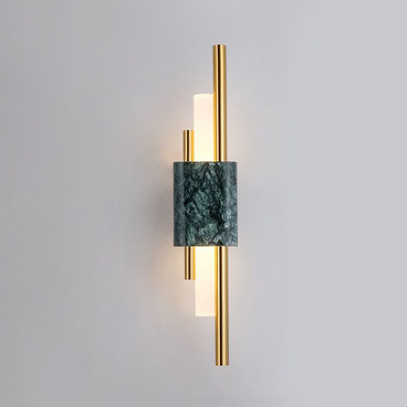 Single White/Green Contemporary LED Shaded Statement Bathroom Vanity Light
