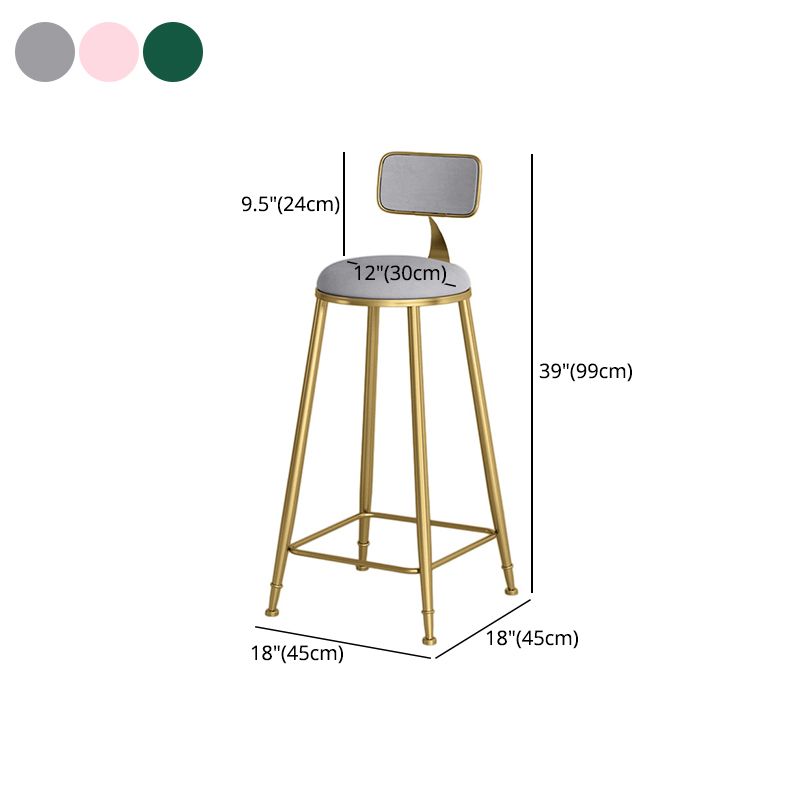 Glam Round Bar and Counter Stool Low Back Stool with 4 Gold Legs