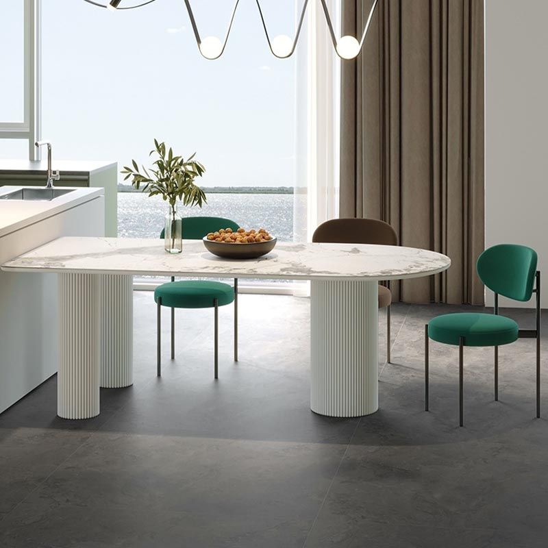 Stone Top Dining Table Traditional Luxury Dining Table with 3 Legs