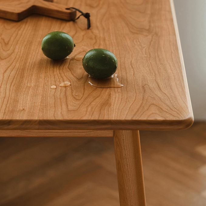 Mesa de comedor de madera maciza rectángulo Mesa interior de cocina moderna con 4 patas