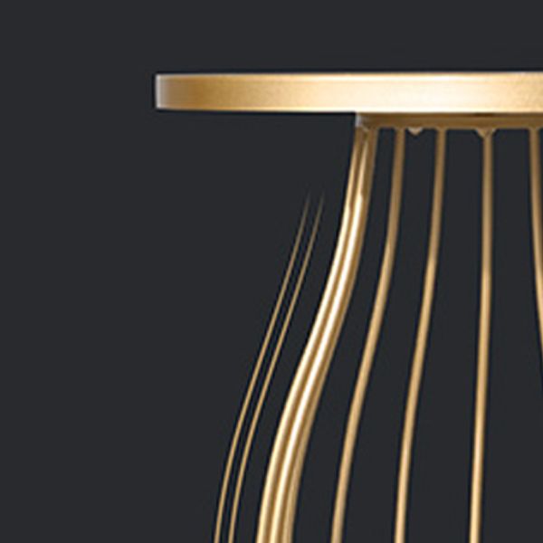 Glam Accent Side Table Living Room Double Tier Round with Storage Metal