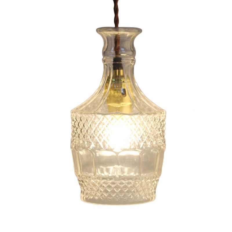 Clear Prism Glass Bottle Pendant Light Fixture Modern 1 Light Hanging Ceiling Light for Dining Room