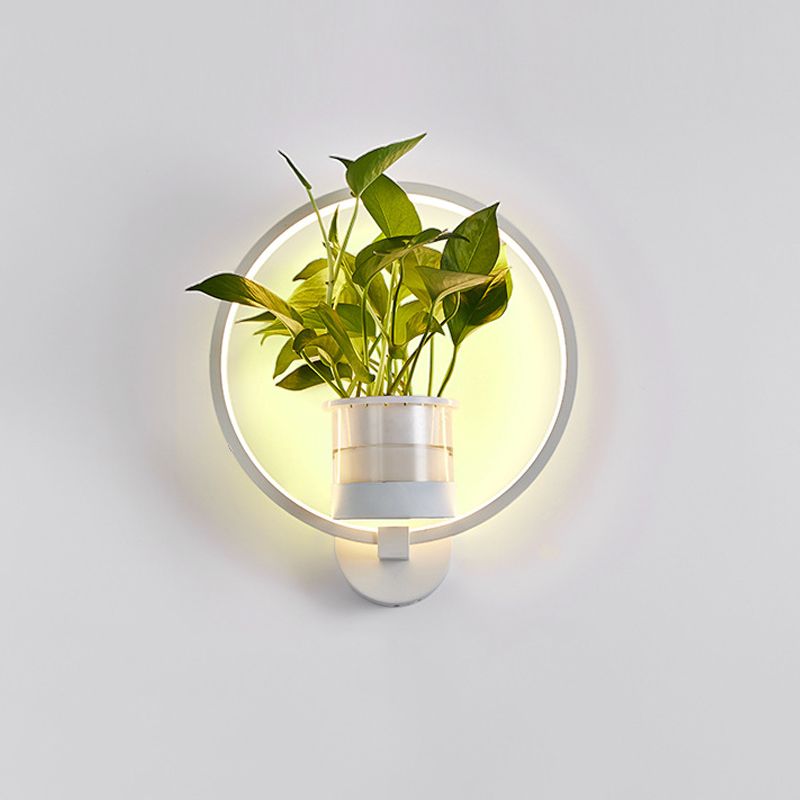 Geometric Ring Living Room Planter Wall Sconce Light Aluminium Single Minimalist LED Wall Mount Light