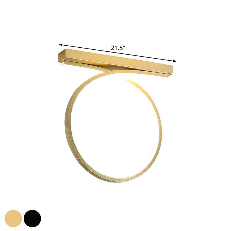 Black/Gold Loop Flush Mount Ceiling Light Simplicity Metal LED Flushmount in Warm/White Light for Restaurant
