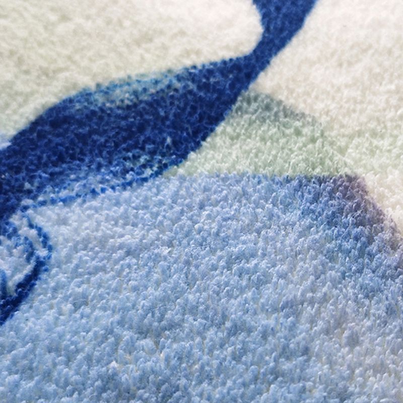 Navy Modern Rug Polyester Color Block Rug Washable Rug for Living Room