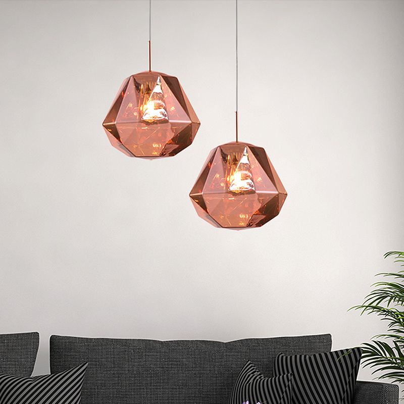 Modern 1 Light Pendant Lamp with Acrylic Shade Black/Silver/Blue Diamond Hanging Ceiling Light