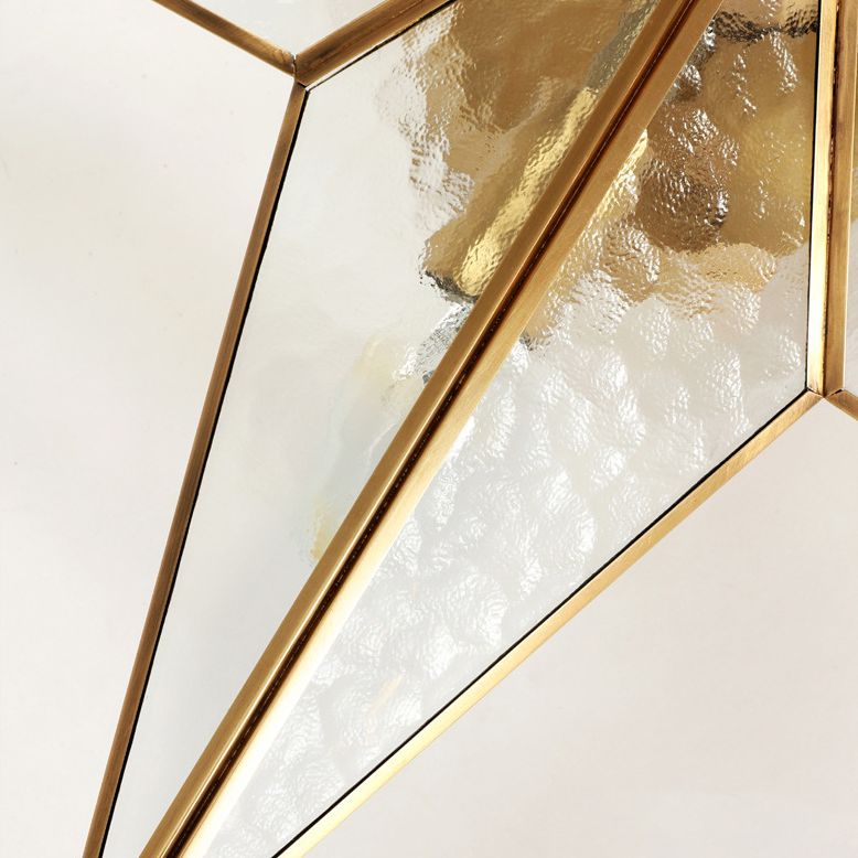 23,6 Zoll breites Pentagramm-Messing Deckenleuchte mit Glasschatten 5 Leichtstoffe Nordische Einfachheitsstil Flush Mount Lampe