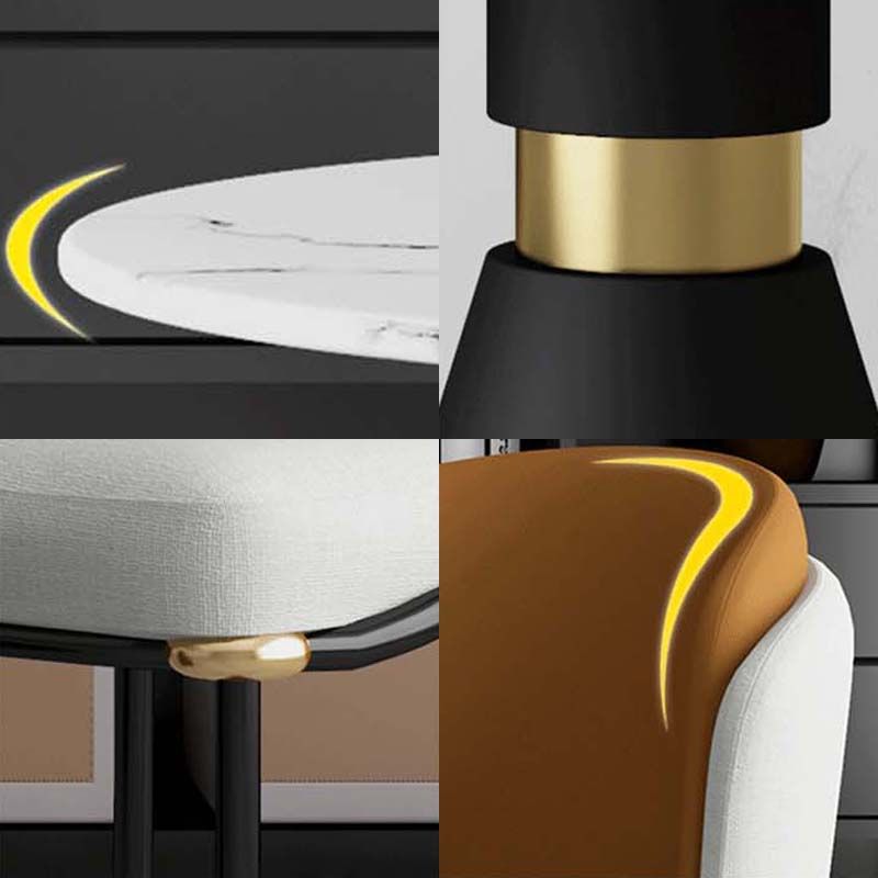 Contemporary Style Round Dining Table White Table with Metal Base