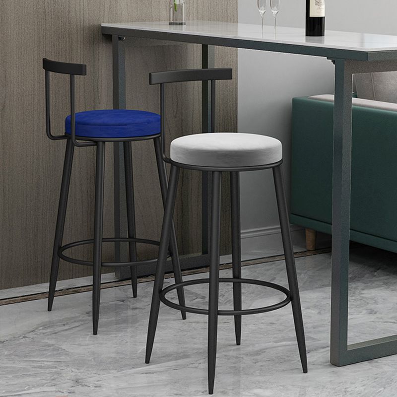 Round Seat Upholstered Counter Stool Industrial  Armless Bar Chai