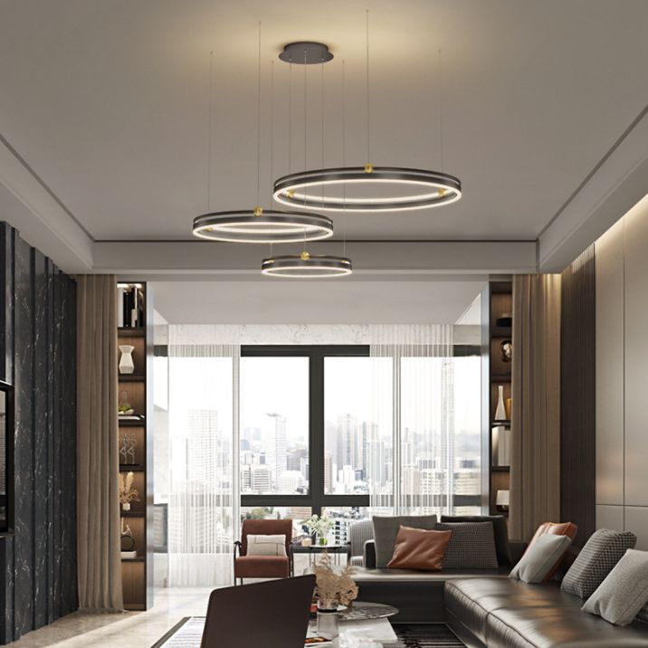 Metall mehrstufige Kronleuchterleuchte Moderne LED-Kaffee Kronleuchter Anhänger Licht