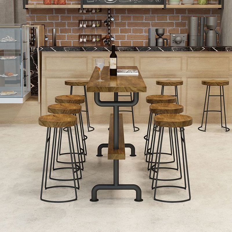 Rectangular Solid Wood Bar Table Set Industrial 1/4/7 Pieces Counter Table with Stools